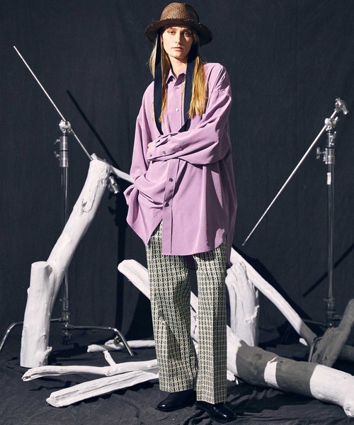 MAISON SPECIAL（メゾンスペシャル）の「《ユニセックスアイテム》シルキーリライムプライムオーバーシャツコート 【MAISON SPECIAL/メゾンスペシャル】（シャツ/ブラウス・メンズ・パープル/オフホワイト/ブルー/イエロー/グリーン/ブラック・1/2/0）」の8枚目の写真