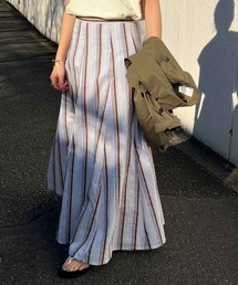 SHENERY | 【WEB限定カラー：ピンク】切替ストライプフレアマキシスカート(スカート)