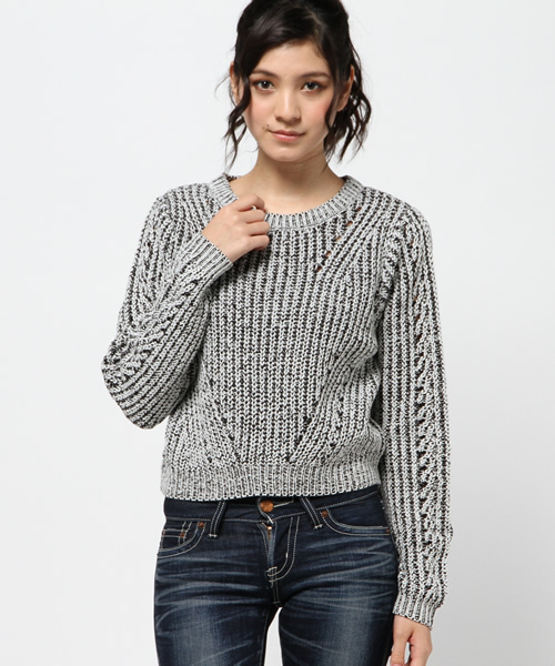 GYDA（ジェイダ）の「アイレットニット（ニット/セーター・レディース・オフホワイト/ブラック/その他/その他1・FREE）」の4枚目の写真