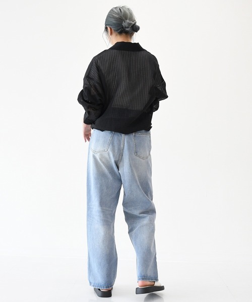 sango（sango）の「シアーストライプビッグシャツ（シャツ/ブラウス・レディース・ブラック/ピンク/アイボリー/ライム・FREE）」の15枚目の写真