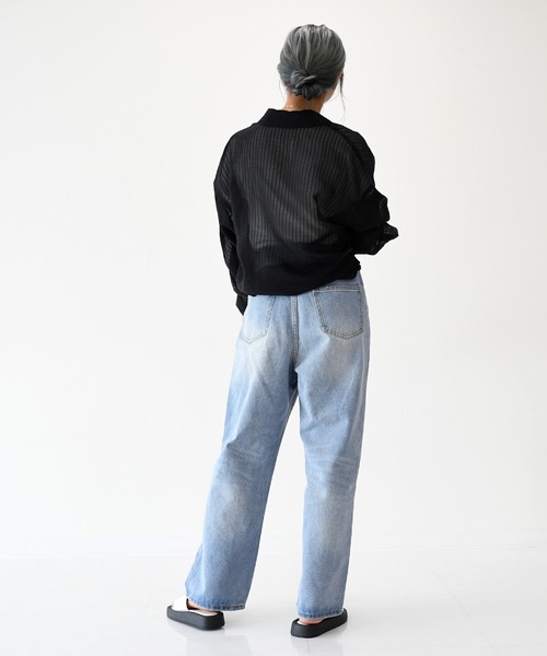 sango（sango）の「シアーストライプビッグシャツ（シャツ/ブラウス・レディース・ブラック/ピンク/アイボリー/ライム・FREE）」の16枚目の写真