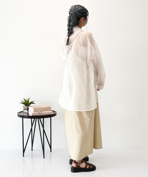 sango（sango）の「シアーストライプビッグシャツ（シャツ/ブラウス・レディース・ブラック/ピンク/アイボリー/ライム・FREE）」の17枚目の写真