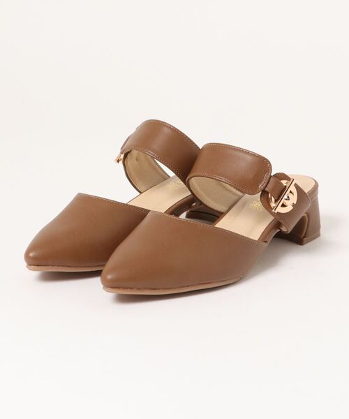 Realta（レアルタ）の「Realta(レアルタ)ゴールドモチーフポインテッドミュールサンダル（サンダル・レディース・ブラック/アイボリー/ブラウン・LL/M/L/S）」の3枚目の写真