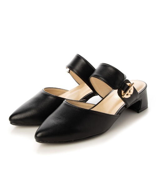 Realta（レアルタ）の「Realta(レアルタ)ゴールドモチーフポインテッドミュールサンダル（サンダル・レディース・ブラック/アイボリー/ブラウン・LL/M/L/S）」の6枚目の写真