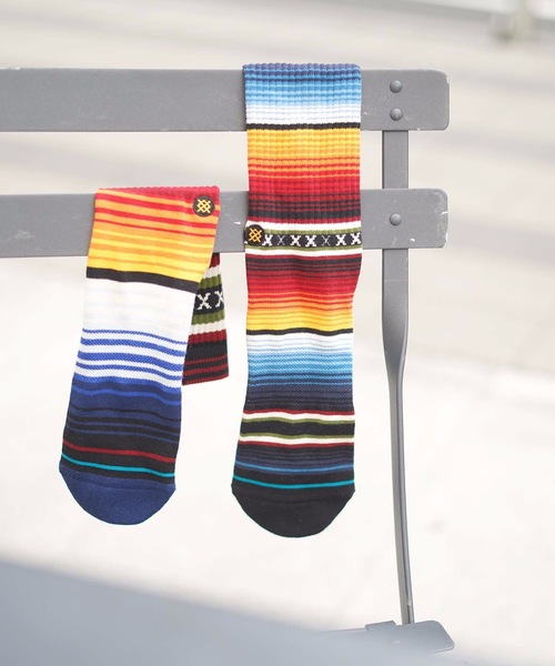 STANCE（スタンス）の「【STANCE/スタンス】CURREN ST CREW  メンズプリントソックス アシンメトリー（ソックス/靴下・メンズ・レッド・LARGE/SMALL）」の7枚目の写真