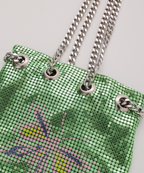 X-girl（エックスガール）の「METAL MESH BAG（ショルダーバッグ・レディース・オリーブ/シルバー・ONE SIZE）」の6枚目の写真