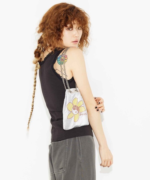 X-girl（エックスガール）の「METAL MESH BAG（ショルダーバッグ・レディース・オリーブ/シルバー・ONE SIZE）」の17枚目の写真