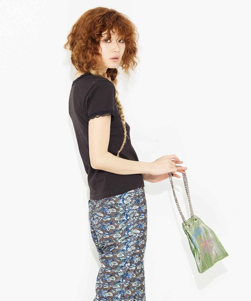 X-girl（エックスガール）の「METAL MESH BAG（ショルダーバッグ・レディース・オリーブ/シルバー・ONE SIZE）」の14枚目の写真