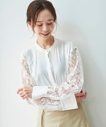 le.coeur blanc | ラッセルレースコンビシャツ(シャツ/ブラウス)
