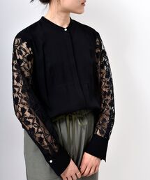 le.coeur blanc | ラッセルレースコンビシャツ(シャツ/ブラウス)