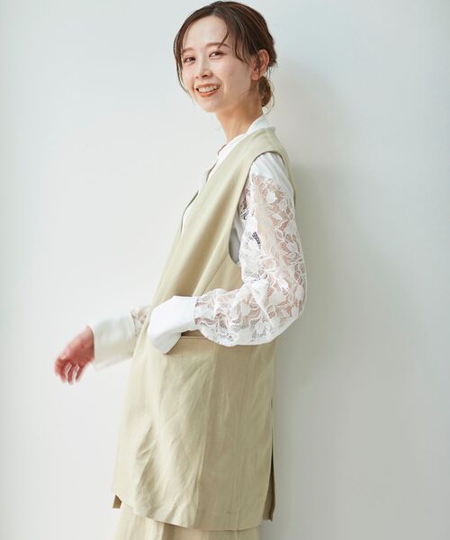 le.coeur blanc（ルクールブラン）の「ラッセルレースコンビシャツ 