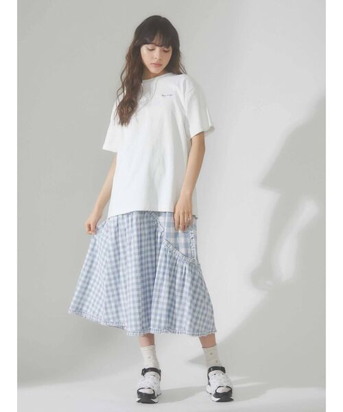 merry jenny（メリージェニー）の「アシメチェックフレアスカート（スカート・レディース・ブラック/ブルー/グレー・FREE）」の4枚目の写真