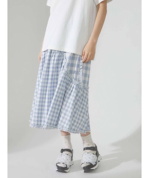 merry jenny（メリージェニー）の「アシメチェックフレアスカート（スカート・レディース・ブラック/ブルー/グレー・FREE）」の7枚目の写真