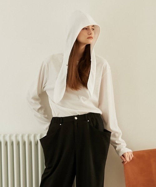 ANOTHERYOUTH（アナザーユース）の「【ANOTHERYOUTH/アナザーユース】scarf hood t/フーディ パーカー バラクラバ balaclava（パーカー・メンズ・ホワイト/ブラック/イエロー・ONE SIZE）」の10枚目の写真