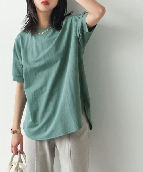 Chillfar(チルファー)の「半袖ヘムラウンドTシャツ(Tシャツ/カットソー・レディース・ブラック/ベージュ/オフホワイト/グリーン/ダークグレー・MEDIUM/LARGE)」の5枚目の写真