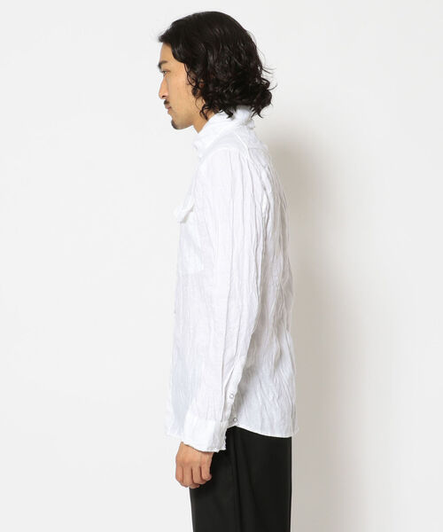 FranCisT_MOR.K.S.（フランシストモークス）の「FranCisT_MOR.K.S./フランシスト モークス/WASHED HIGH DENSITY LINEN WIRED HOOK SHIRT（シャツ/ブラウス・メンズ・ホワイト・4/2/3）」の4枚目の写真