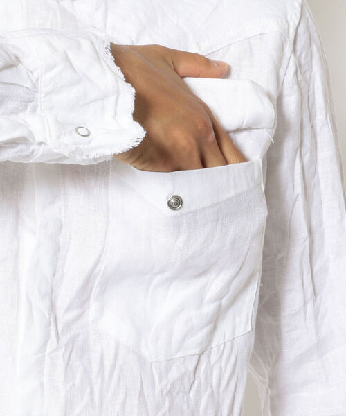 FranCisT_MOR.K.S.（フランシストモークス）の「FranCisT_MOR.K.S./フランシスト モークス/WASHED HIGH DENSITY LINEN WIRED HOOK SHIRT（シャツ/ブラウス・メンズ・ホワイト・4/2/3）」の10枚目の写真