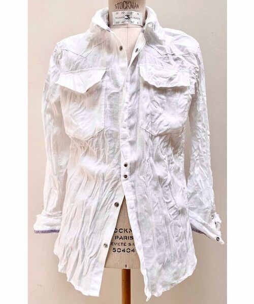 FranCisT_MOR.K.S.（フランシストモークス）の「FranCisT_MOR.K.S./フランシスト モークス/WASHED HIGH DENSITY LINEN WIRED HOOK SHIRT（シャツ/ブラウス・メンズ・ホワイト・4/2/3）」の13枚目の写真