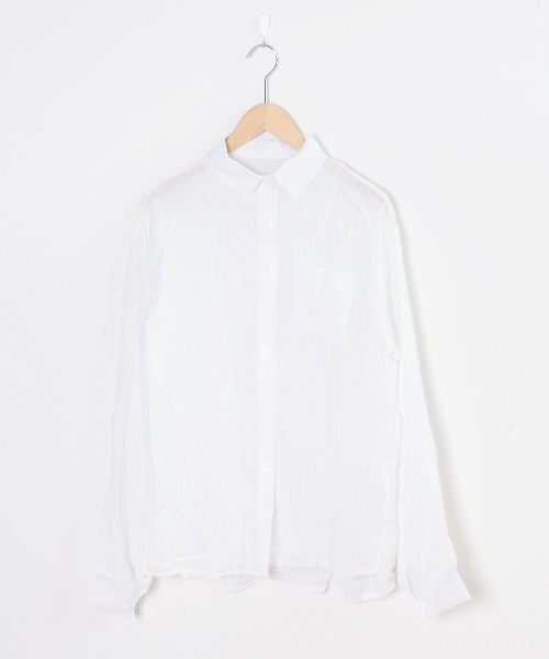 セール】シャツジャケット シワ加工 カラーシアーシャツ ロング