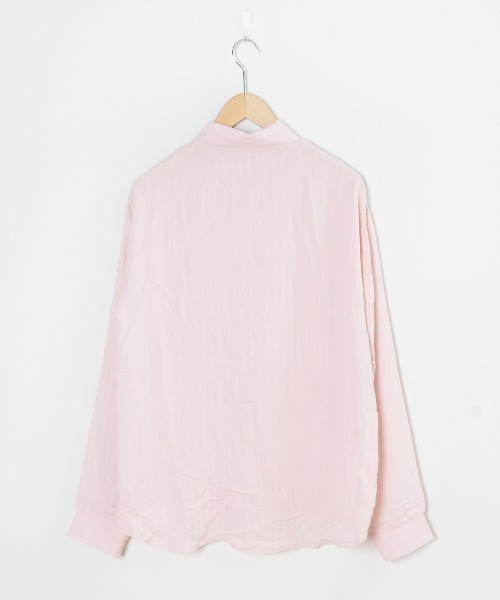 shopnikoniko（ショップニコニコ）の「シャツジャケット シワ加工 カラーシアーシャツ  ロング 長袖（シャツ/ブラウス・レディース・ブルー/ピンク/ホワイト/イエロー・フリー）」の8枚目の写真