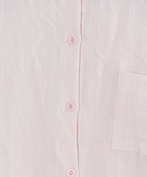 shopnikoniko（ショップニコニコ）の「シャツジャケット シワ加工 カラーシアーシャツ  ロング 長袖（シャツ/ブラウス・レディース・ブルー/ピンク/ホワイト/イエロー・フリー）」の11枚目の写真