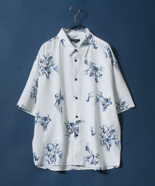 ANPAS（アンパス）の「Georgette Total Pattern Print Big Silhouette Thickness Shirt/ジョーゼット 総柄プリント ビッグシルエット とろみシャツ セットアップ対応（シャツ/ブラウス・メンズ・ホワイト系その他/ブラック系その他/グレー系その他/ブラウン系その他/ベージュ系その他/ブルー系その他/イエロー系その他/ホワイト系その他2/ブラック系その他2/ブラック系その他3/ブラック系その他4/ブラック系その他5/ブラック系その他6/グレー系その他2/グレー系その他3/ブラウン系その他2/ブラウン系その他3/ブラウン系その他4/ブラウン系その他5/ブルー系その他2/ブルー系その他3・M/L）」の3枚目の写真