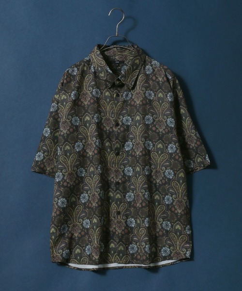 ANPAS（アンパス）の「Georgette Total Pattern Print Big Silhouette Thickness Shirt/ジョーゼット 総柄プリント ビッグシルエット とろみシャツ セットアップ対応（シャツ/ブラウス・メンズ・ホワイト系その他/ブラック系その他/グレー系その他/ブラウン系その他/ベージュ系その他/ブルー系その他/イエロー系その他/ホワイト系その他2/ブラック系その他2/ブラック系その他3/ブラック系その他4/ブラック系その他5/ブラック系その他6/グレー系その他2/グレー系その他3/ブラウン系その他2/ブラウン系その他3/ブラウン系その他4/ブラウン系その他5/ブルー系その他2/ブルー系その他3・M/L）」の9枚目の写真