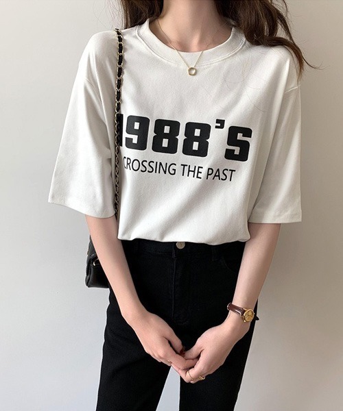 Chaco closet(チャコ クローゼット)の「カラーナンバリングロゴプリント半袖Tシャツ(Tシャツ/カットソー・レディース・グレー/チャコール/ホワイト・FREE)」の7枚目の写真