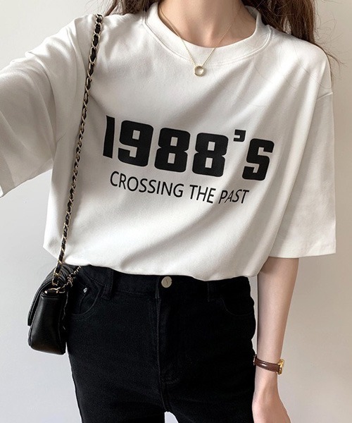 Chaco closet(チャコ クローゼット)の「カラーナンバリングロゴプリント半袖Tシャツ(Tシャツ/カットソー・レディース・グレー/チャコール/ホワイト・FREE)」の8枚目の写真