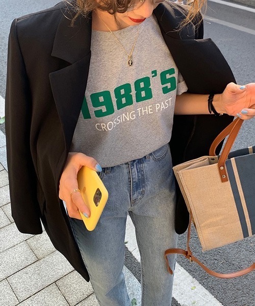 Chaco closet(チャコ クローゼット)の「カラーナンバリングロゴプリント半袖Tシャツ(Tシャツ/カットソー・レディース・グレー/チャコール/ホワイト・FREE)」の21枚目の写真
