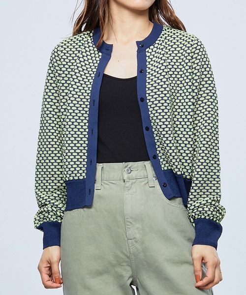 MATURED（マチュアード）の「【MATURED/マチュアード】シアージャガードニットカーデ（カーディガン/ボレロ・レディース・ネイビー/オレンジ/ブルー・FREE）」の10枚目の写真