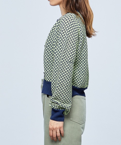 MATURED（マチュアード）の「【MATURED/マチュアード】シアージャガードニットカーデ（カーディガン/ボレロ・レディース・ネイビー/オレンジ/ブルー・FREE）」の12枚目の写真