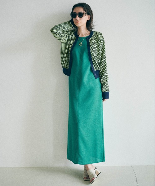 MATURED（マチュアード）の「【MATURED/マチュアード】シアージャガードニットカーデ（カーディガン/ボレロ・レディース・ネイビー/オレンジ/ブルー・FREE）」の5枚目の写真