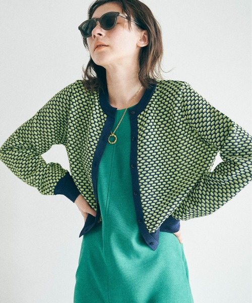 MATURED（マチュアード）の「【MATURED/マチュアード】シアージャガードニットカーデ（カーディガン/ボレロ・レディース・ネイビー/オレンジ/ブルー・FREE）」の6枚目の写真