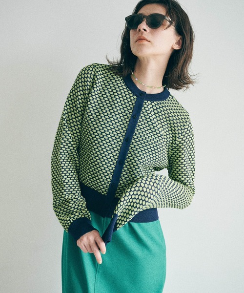 MATURED（マチュアード）の「【MATURED/マチュアード】シアージャガードニットカーデ（カーディガン/ボレロ・レディース・ネイビー/オレンジ/ブルー・FREE）」の8枚目の写真