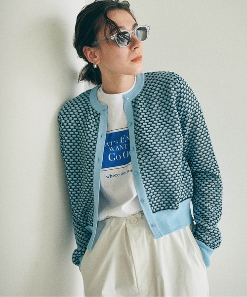 MATURED（マチュアード）の「【MATURED/マチュアード】シアージャガードニットカーデ（カーディガン/ボレロ・レディース・ネイビー/オレンジ/ブルー・FREE）」の20枚目の写真