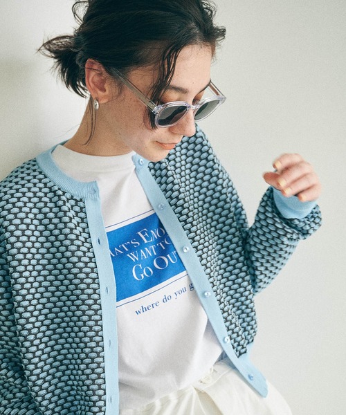 MATURED（マチュアード）の「【MATURED/マチュアード】シアージャガードニットカーデ（カーディガン/ボレロ・レディース・ネイビー/オレンジ/ブルー・FREE）」の21枚目の写真