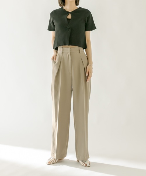 mystic（ミスティック）の「NEW センタープレスタックパンツ（スラックス・レディース・ネイビー/オリーブ/オレンジ・1/2）」の4枚目の写真