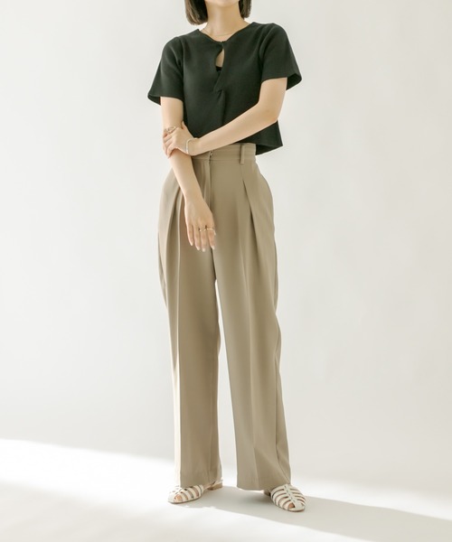 mystic（ミスティック）の「NEW センタープレスタックパンツ（スラックス・レディース・ネイビー/オリーブ/オレンジ・1/2）」の5枚目の写真