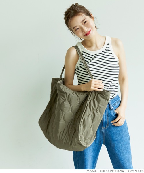 coca(coca)(コカ)の「キルティングトートバッグ(トートバッグ・レディース・ブラック/カーキ・ONE SIZE)」の3枚目の写真