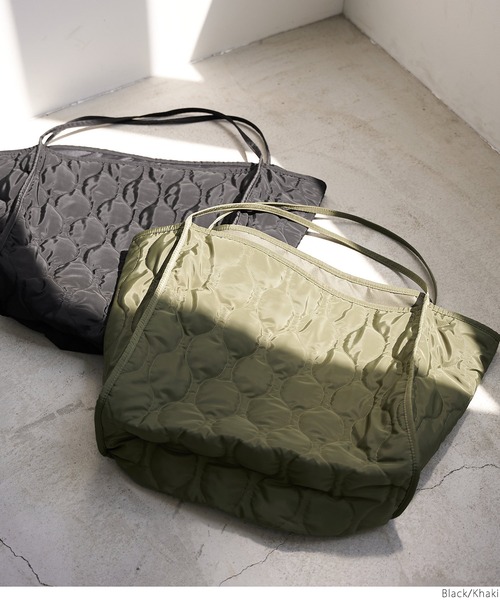 coca(coca)(コカ)の「キルティングトートバッグ(トートバッグ・レディース・ブラック/カーキ・ONE SIZE)」の8枚目の写真