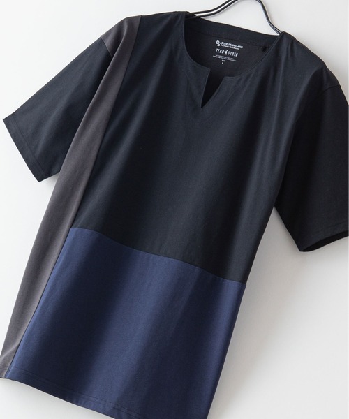 Blue Standard (ブルースタンダード)の「【BLUE STANDARD/ブルースタンダード】汗染みの目立ちにくいTシャツ ZEROSTAIN ゼロステイン 撥水性 UVカット 切り替えTシャツ(Tシャツ/カットソー・メンズ・ホワイト/ブラック/ネイビー/ホワイト系その他・MEDIUM/LARGE/X-LARGE)」の3枚目の写真