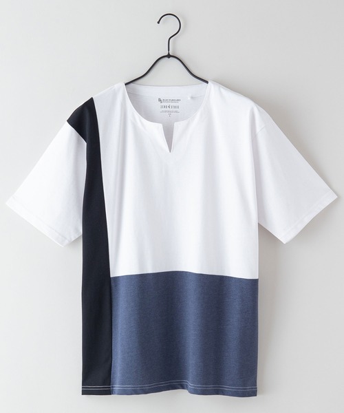 Blue Standard (ブルースタンダード)の「【BLUE STANDARD/ブルースタンダード】汗染みの目立ちにくいTシャツ ZEROSTAIN ゼロステイン 撥水性 UVカット 切り替えTシャツ(Tシャツ/カットソー・メンズ・ホワイト/ブラック/ネイビー/ホワイト系その他・MEDIUM/LARGE/X-LARGE)」の5枚目の写真