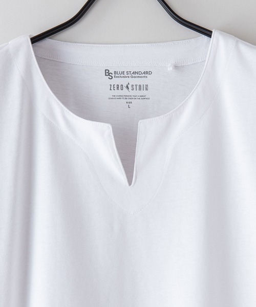 Blue Standard (ブルースタンダード)の「【BLUE STANDARD/ブルースタンダード】汗染みの目立ちにくいTシャツ ZEROSTAIN ゼロステイン 撥水性 UVカット 切り替えTシャツ(Tシャツ/カットソー・メンズ・ホワイト/ブラック/ネイビー/ホワイト系その他・MEDIUM/LARGE/X-LARGE)」の12枚目の写真