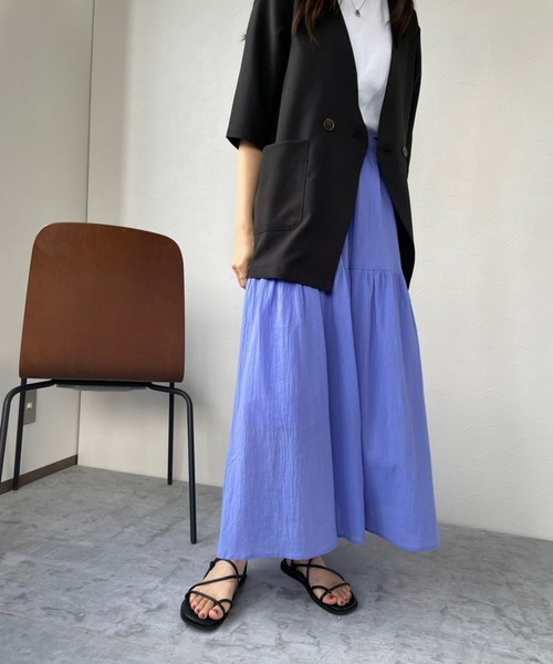 JUGLANS(ユグランス)の「☆ ヴィンテージライクな風合い。2段ティアードSK T1323(スカート・レディース・ホワイト/ブラック/ブルー・FREE)」の19枚目の写真