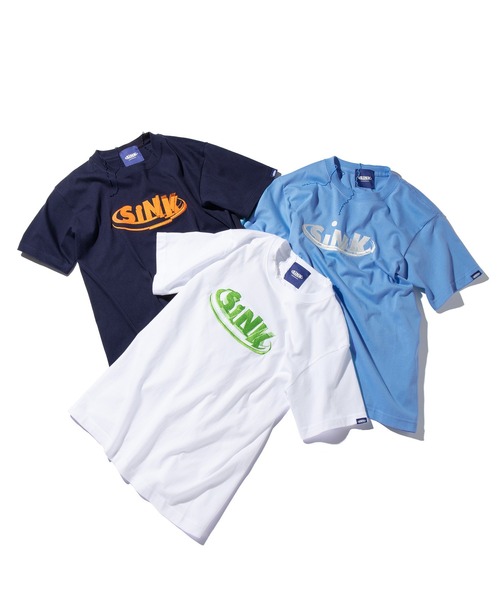 SINK kotohayokozawa（シンク コトハヨコザワ）の「【Nukeme×SINK】GLITCH EMBROIDERY  LOGO Tshirt（Tシャツ/カットソー・レディース・ライトブルー/ネイビー/ホワイト・XL/L/S）」の7枚目の写真