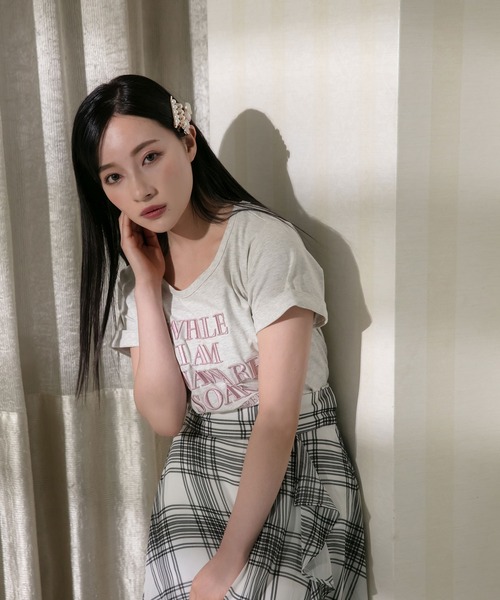 ANDGEEBEE（アンジービー）の「ロゴ刺繍ミニT（Tシャツ/カットソー・レディース・ホワイト/オートミール・MEDIUM）」の6枚目の写真