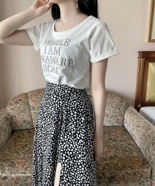 ANDGEEBEE（アンジービー）の「ロゴ刺繍ミニT（Tシャツ/カットソー・レディース・ホワイト/オートミール・MEDIUM）」の7枚目の写真