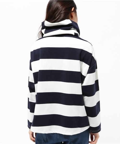 CIAOPANIC（チャオパニック）の「【Ciaopanic】ビッグボーダーオフタートル（Tシャツ/カットソー・レディース・グレー/ネイビー・FREE）」の6枚目の写真