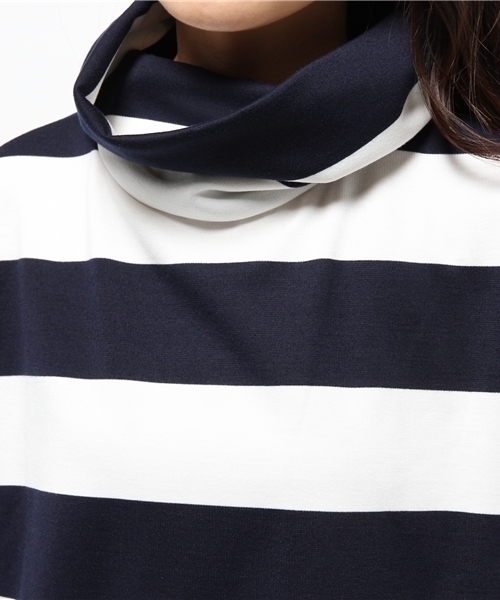 CIAOPANIC（チャオパニック）の「【Ciaopanic】ビッグボーダーオフタートル（Tシャツ/カットソー・レディース・グレー/ネイビー・FREE）」の7枚目の写真